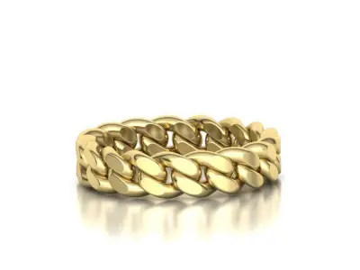Cuban Link Chain Ring 5mm Wide ALL US-Chart FINGER SIZES 3D print model