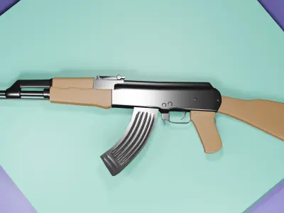 AK-47 low poly rifle Low-poly 3D model