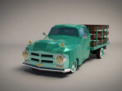 Low-Poly Vintage Pickup Truck Low-poly 3D model
