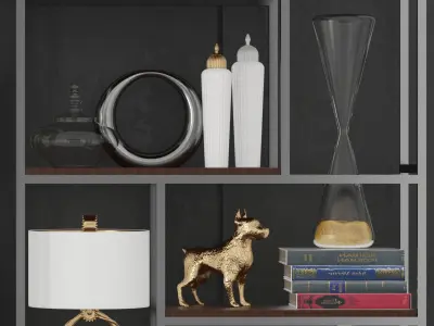 Set-149 decorative items on shelf 3D model