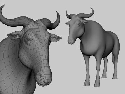 Wildebeest Model Low-poly 3D model