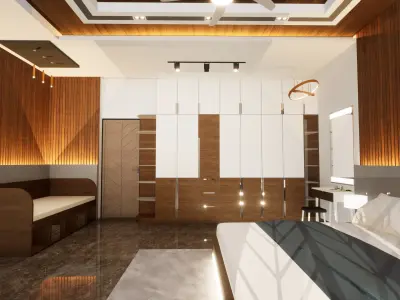 Bedroom Interior- Wooden Finishing Free 3D model