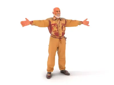 Senior Male Character Model Pack with Textured Outfit Low-poly 3D model