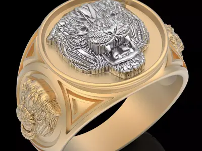 Tiger ring  gold sterling printable jewelry 3D model 3D print model