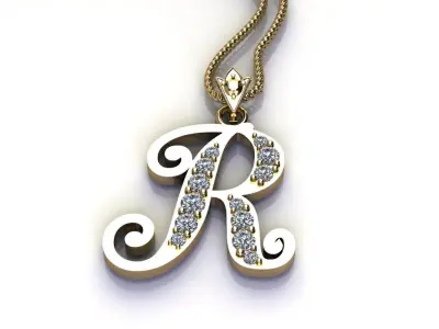 Alphabet V1 Font Style Pendant R 3D print model