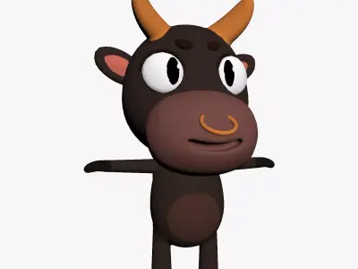 Cartoon Bull Character Low-poly 3D model