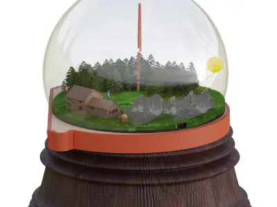 Glass Globe Decoration of Mountain Scenery Low-poly 3D model