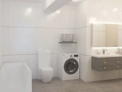 Bathroom modern with tiles 3D model