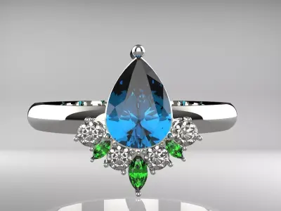 luxury mix stone ring 3D print model