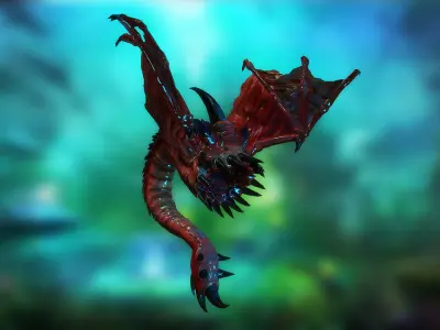 Flying worm Low-poly 3D model