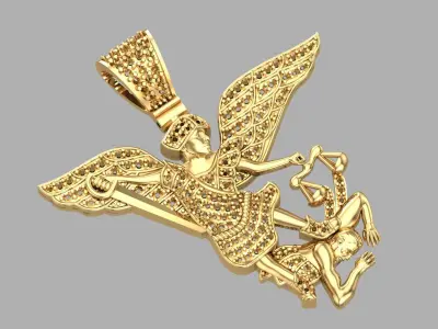Archangel Michael Bas-Relief 3D print model pendant 3D print model