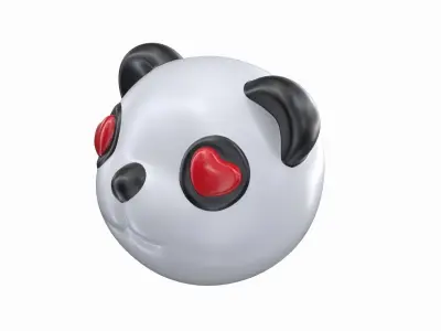 panda bear head with eyes Low-poly 3D model