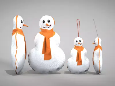 Christmas Snowman Pouf and Pillow 3D Model 3D model