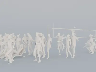 02 LP THIRTIES Beach Sport Casual CROWDS MAN SITTING WOMAN 3D print model