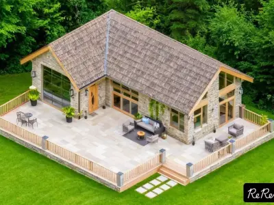 2 Bedroom Farmhouse House Plan 3D model