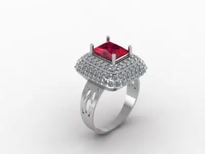 Ruby And Diamonds Ring 3D print model