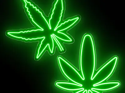 Cannabis Neon Sign 3D model
