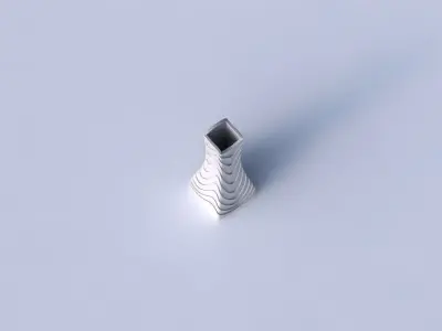 Vase squeezed rectangle with horizontal wavy layers 3D print model