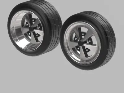 VW ESCARABAJO SCARA WHEELS WITH STRETCHED TIRES IN 2 SIZES 3D print model