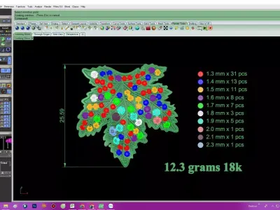 Luxury Maple Leaf Emerald Pave Ring for Women 105a 3D print model