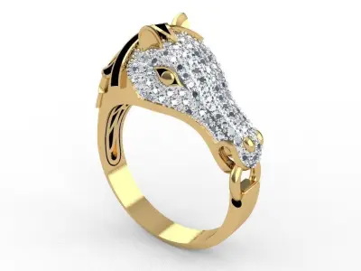 Horse Gents Gold Ring 3D print model