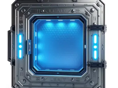 Futuristic SciFi Door Model Pack with Blue Glow Low-poly 3D model