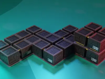 Modular Stylized Cyberpunk Building 6 Free low-poly 3D model