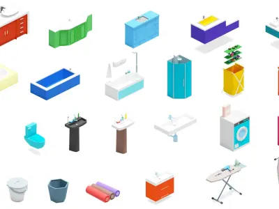 Furniture Bright Low-poly 3D model