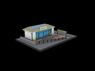 Supermarket low poly pack Low-poly 3D model