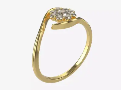 Gold Diamond Ring Jewelry 05 3D model
