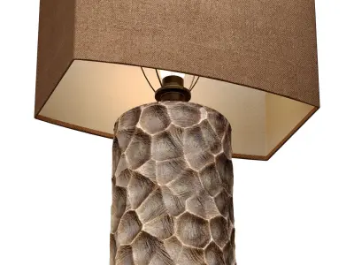 Bronze Metal Tall Oriental Nightstand Art Deco Table Lamp 3D model