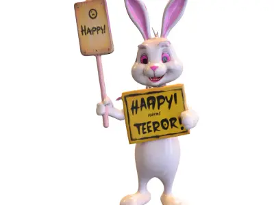 Creepy Bunnys Figurine Low-poly 3D model