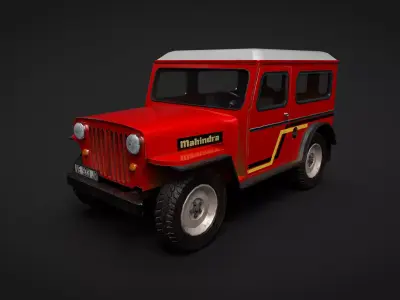 Mahindra CJ4 Jeep Game Ready Low-poly 3D model