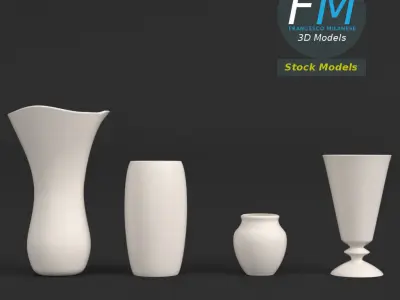 4 vases set three 3D model
