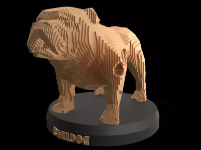 Parametric V Old Bulldog Low-poly 3D model