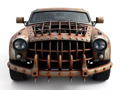 Rusty PostApocalyptic Battle Car Low-poly 3D model