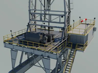 Drilling platform Low-poly 3D model