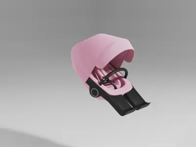 Pink baby car seat with seatbelts S Free low-poly 3D model