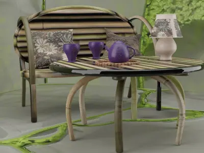 Summer evening in lilac light 3D model