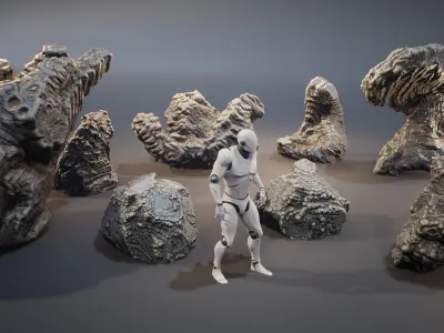 Ancient Cavern Set I - Cave Rocks Asset Pack Unreal Engine Low-poly 3D model