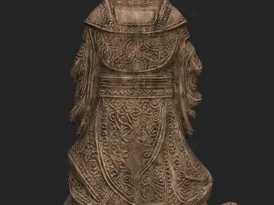 Bishop Statue Low-poly 3D model