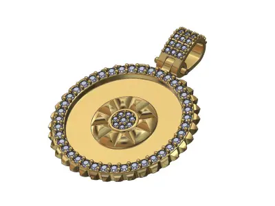 Stud halo and cluster iced diamond pendant 3D print model