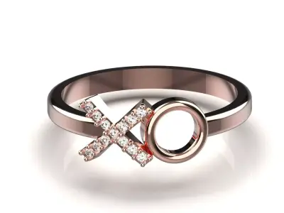 Rose Gold Diamond stl 3dm Ring XO Model jr00202 3D print model