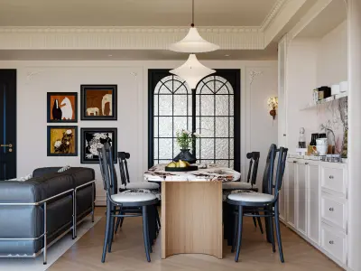 French Style Dining and Living Room 96 3D model