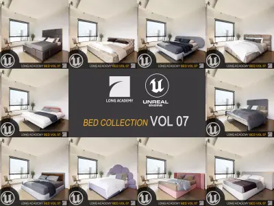 UE4- BED COLLECTION VOL007 Low-poly 3D model