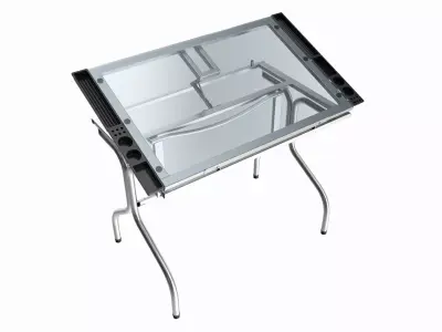 Folding glass top adjustable drafting table 3D model