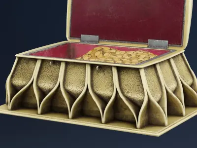 Treasure Filled With Golden Coins Low-poly 3D model