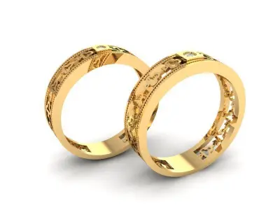 Luxury Dragon Phoenix Couple Rings for Lovers 346 3D print model