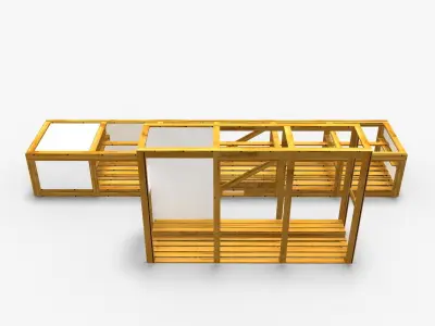 Boxes wooden bench 3D model