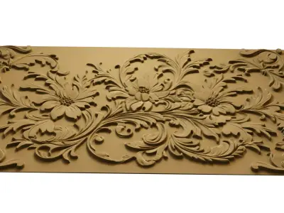 modern floral panel wall decor set relief stl mural CNC 304 3D model